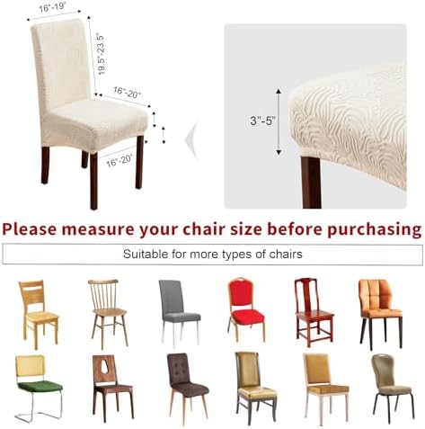 YUEANG Dining Chair Covers 6 Pack Beige Slipcover