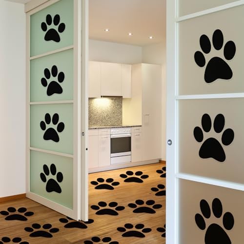 ReliThick 30 Pcs Large Paw Print Floor Decal Black