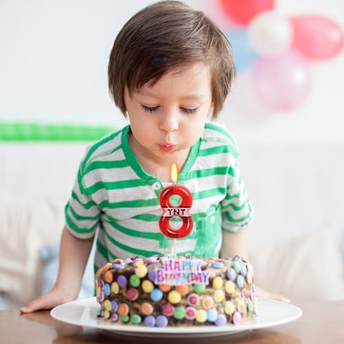 Pixel Themed Number 8 Birthday Candle for Boys Girls 1