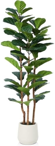 OAKRED Artificial Fiddle Leaf Fig Tree with White Planter 1