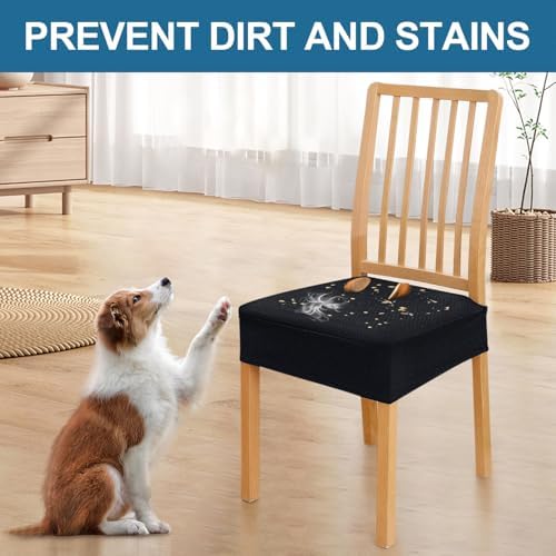 Smiry Waterproof Seat Covers Set of 4 for Dining Chairs Black