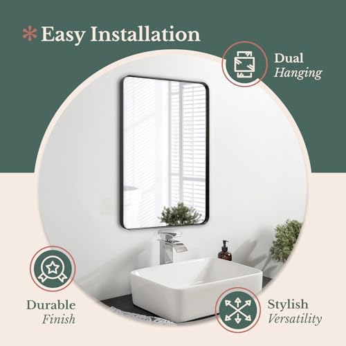Hamilton Hills 24x36 Inch Black Frame Metal Mirror