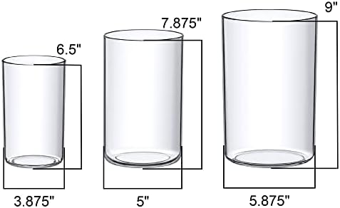 Amazing Abby Plastic Cylindrical Vases 3-Piece Set 6 8 9 Inches