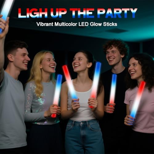 20Pack Patriotic LED Glow Sticks with 3 Modes