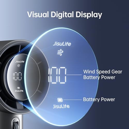 JISULIFE Portable Handheld Fan with 5000mAh Battery and Turbo Speed