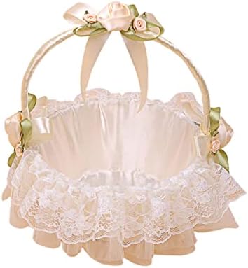 Flower Girl Basket with Bowknot and Lace Design
