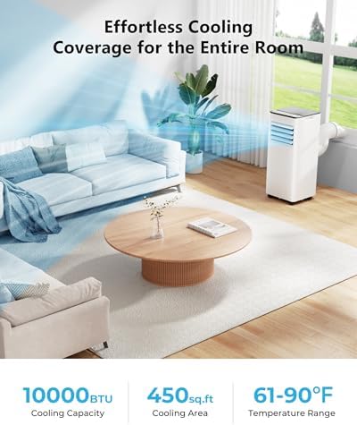 EUHOMY 8000 BTU Portable Air Conditioner with 4 Modes and 24H Timer