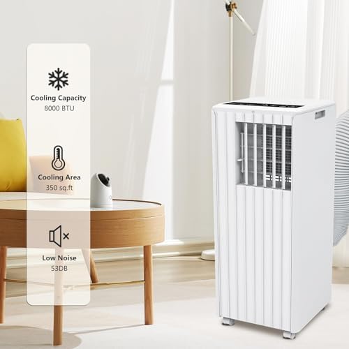 8000 BTU Portable AC with Dehumidifier and Fan White