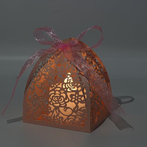 KPOSIYA 70 Piece Laser Cut Rose Candy Boxes Wedding Favor