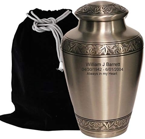 Custom Engraved Cremation Urn - Handcrafted Silver Urn for Human Ashes