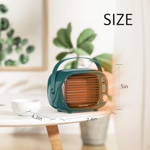 Coolfor Ceramic Space Heater with Temperature Control 800W500W Dark Green