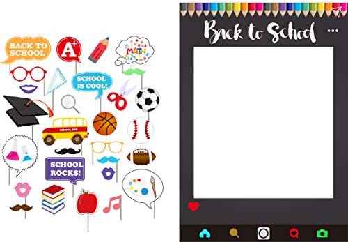 Back to School Photo Booth Props Set of 30 with Frame