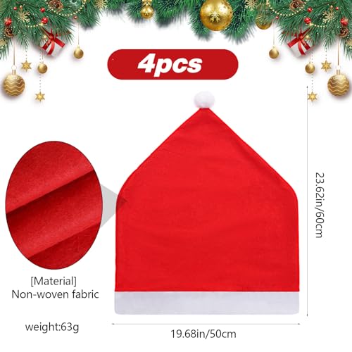 Christmas Chair Covers Set 4PCS Red Brushed Fabric