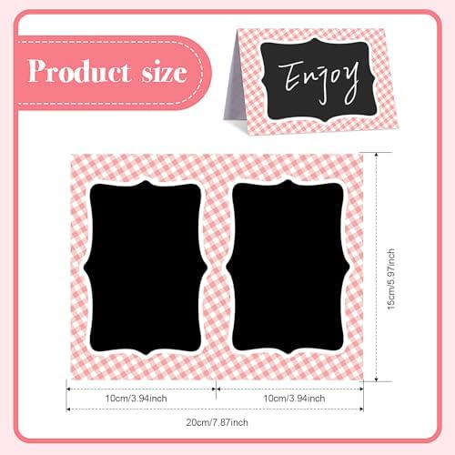 TaoBary 24 Pcs Pink Gingham Chalkboard Party Decorations