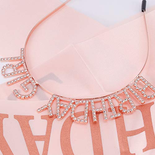 AOPRIE Rose Gold Birthday Girl Crown with Sash