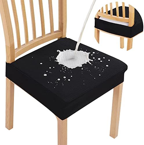 Smiry Waterproof Seat Covers Set of 4 for Dining Chairs Black
