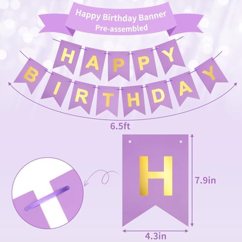 Rubfac Purple Pink Birthday Decorations Set