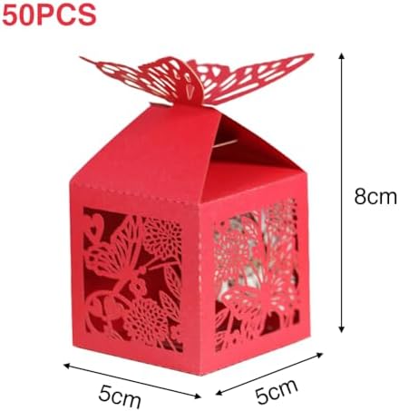 EUBUY 50 Piece Hollow Butterfly Favor Boxes for Wedding