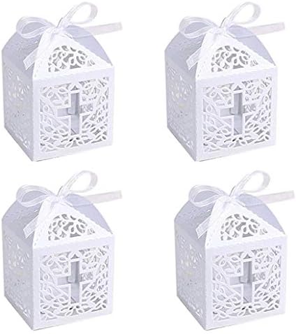 Sohapy 50Pcs White Baptism Favor Boxes 1