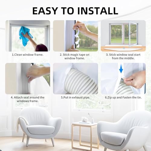 Travelbaic Portable AC Window Seal Kit with Zip and Adhesive