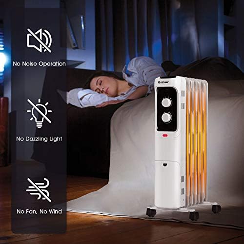 COSTWAY Oil Filled Radiator Heater 1500W 3 Heat Settings White