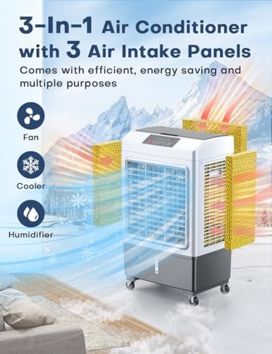 FANCOLE Windowless Air Cooler 2100CFM with 4 Ice Packs