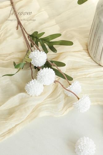 Floroom 5pcs Faux Silk Pompon Mums Artificial Flowers White 1