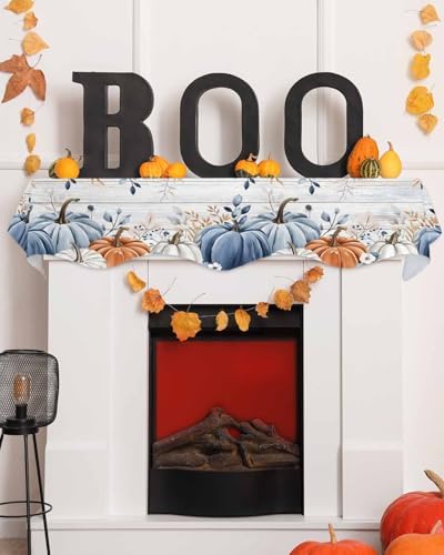 Thanksgiving Pumpkin Fireplace Mantel Scarf Cover