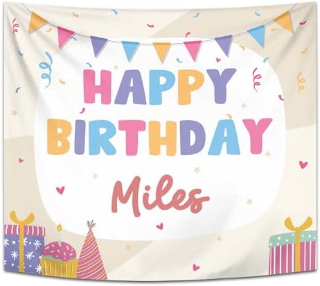 Lalamoon Personalized Kids Birthday Tapestry Wall Art