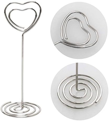 Elegant Heart Shape Table Card Holder Set of 25 Silver