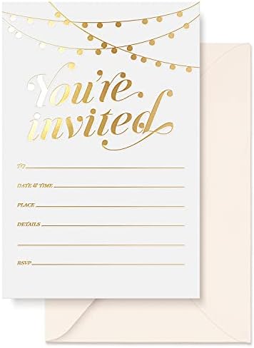 Sweetzer Orange 25 Gold Foil Invitations with Envelopes