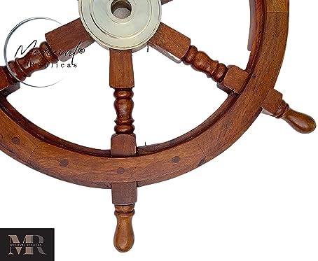 Medieval Replicas Ship Wheel 24 Inch Brown Wooden Decor
