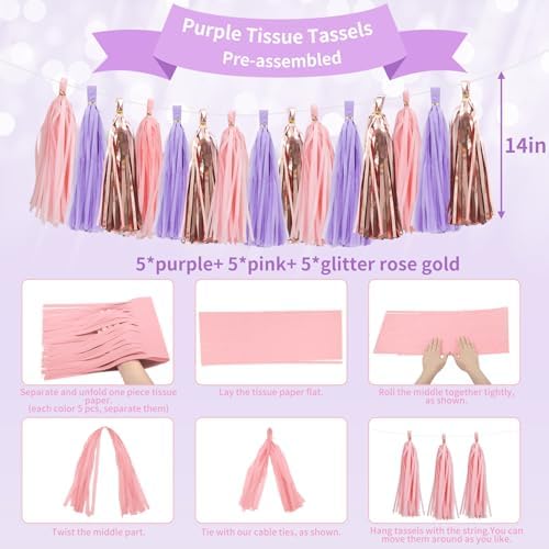 Rubfac Purple Pink Birthday Decorations Set