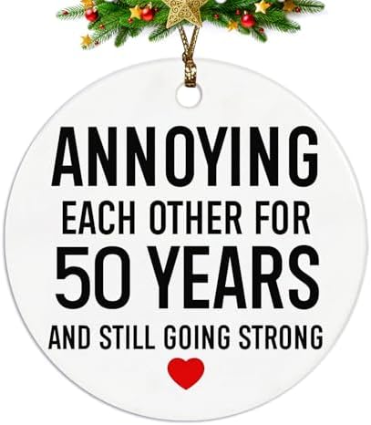50th Anniversary Heart Shaped Ceramic Ornament