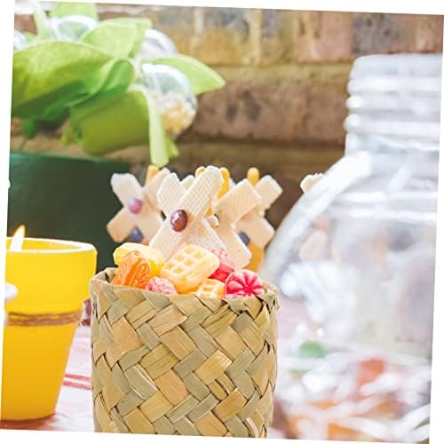 Healvian 10pcs Natural Straw Woven Wedding Candy Storage Box