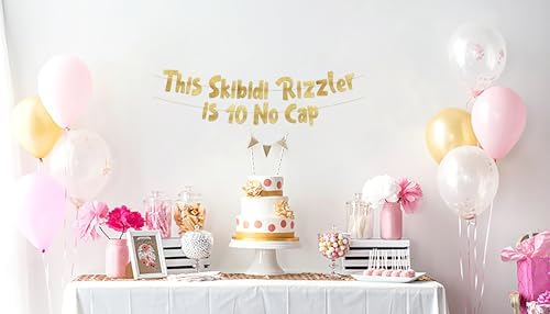 This Skibidi Rizzler is 10 No Cap Gold Glitter Banner 1