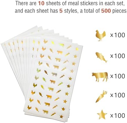 10 Sheets 500 Meal Stickers Color Changing Gold