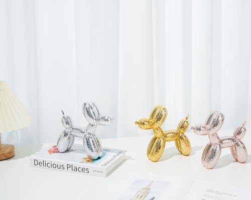 Disco Red Balloon Dog Statue Decor 7 Inch