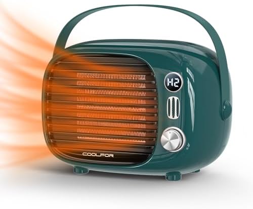 Coolfor Ceramic Space Heater with Temperature Control 800W500W Dark Green