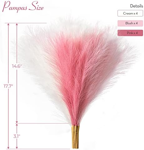 Serwalin 12pcs Pink Pampas Grass Decor Set 1