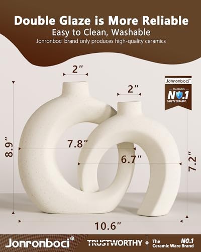 Boho Beige Donut Vase Set for Home Decor