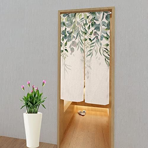 Green Leaves Eucalyptus Noren Curtain Door Divider