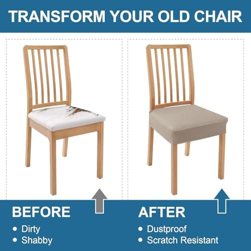 Smiry Waterproof Seat Covers Set of 4 for Dining Chairs Taupe