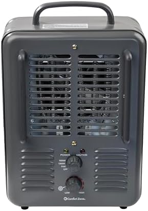 Comfort Zone 1500W Electric Space Heater with Thermostat and Safety Features