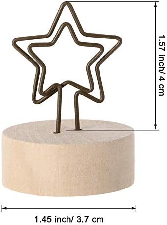 Yaomiao 15 Pack Wooden Base Card Holders with Star Shape Iron Wire Clips