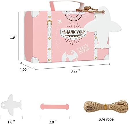 50 Pack Pink Suitcase Favor Boxes for Travel Themed Parties