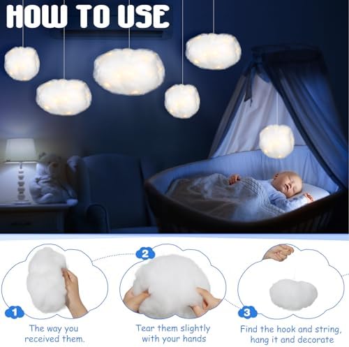 Tatuo 12 Pcs LED Clouds for Ceiling Decorations