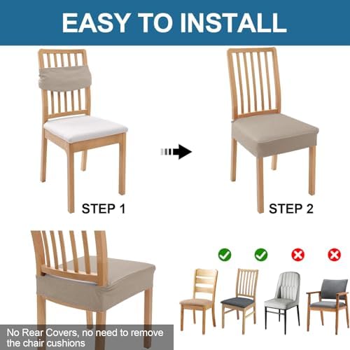Smiry Waterproof Seat Covers Set of 4 for Dining Chairs Taupe
