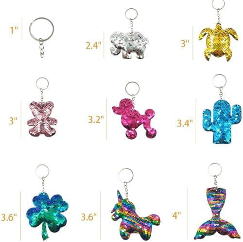 GuassLee Flip Sequin Keychain Set for Kids Party Favors