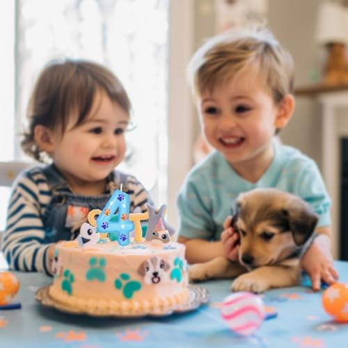 Blue Dog Paw Birthday Candles for Kids